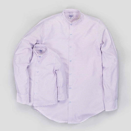 Purple Beige stripes white Mandarin Dad & Son Shirt