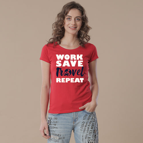 Work Save Travel Repeat, Matching Family Travel Tees For Women