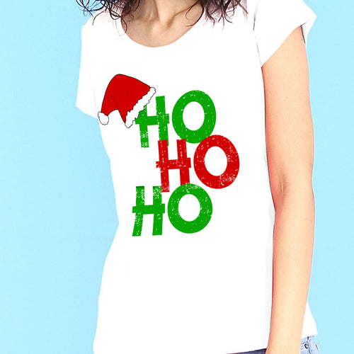 Ho Ho Ho, Santa Caps Mom And Daughter Tees