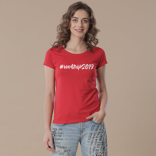 Road Trip, Matching Red Travel Tees For Women