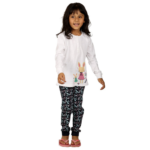 Bow Print Knitted Nightwear Set For Mom & Daughter