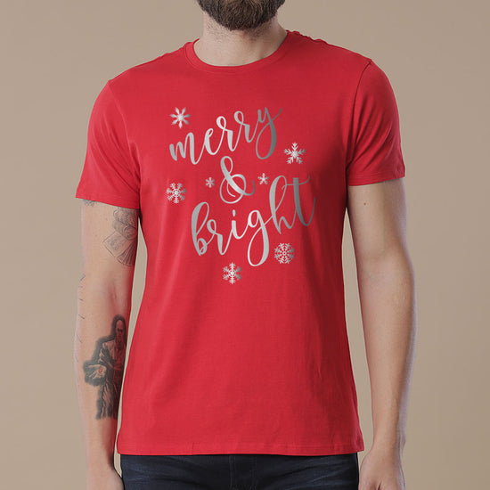 Festive Merry  and bright, Dad and daughter  tees