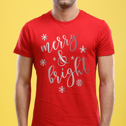 Festive Merry And Bright, Single Tee For Men
