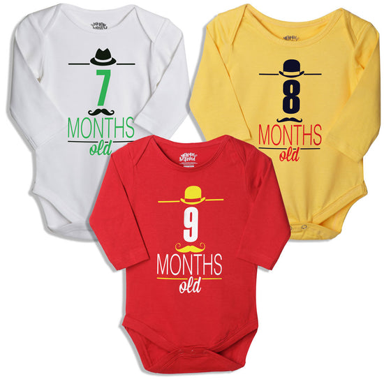 My 7th-9th Month, Set Of 3 Assorted Bodysuits For The Baby