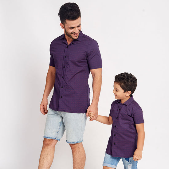 Summer Boho Purple , Matching Shirts For Dad And Son
