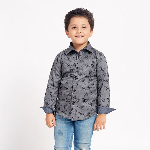 Black Floral On Grey, Matching Shirts For Son