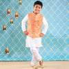 Boys Premium Peach Gold Bandi/Ethnic Waist Coat