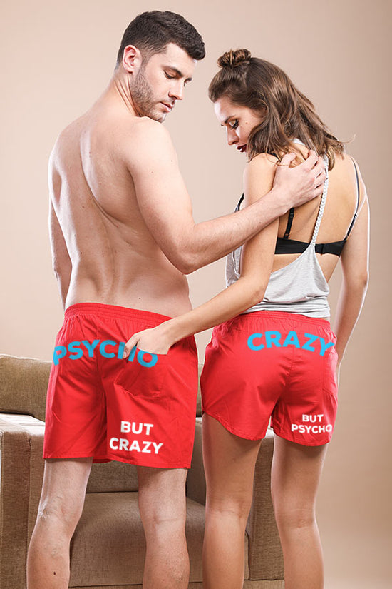 Psycho But Crazy (Red), Matching Couples Boxers