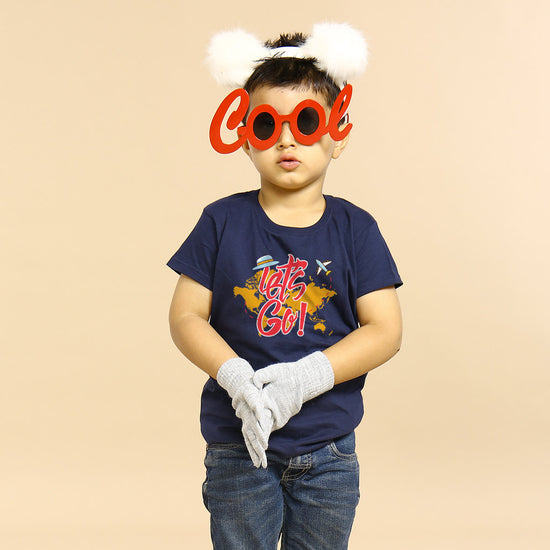 Let's Go, Matching Navy Blue Travel Tees For Boy