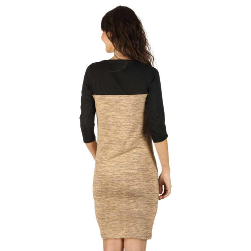 Pastel brown yoke knitted dress for mom daughter