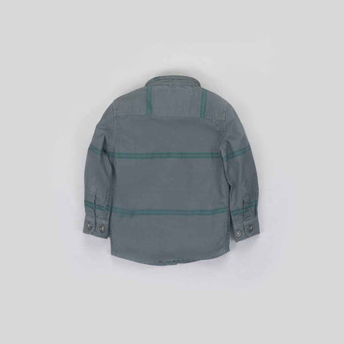 Father Son Olive green stripes mandarin collar shirt