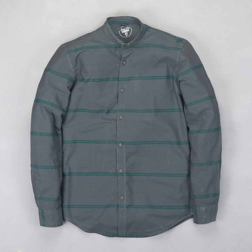 Father Son Olive green stripes mandarin collar shirt