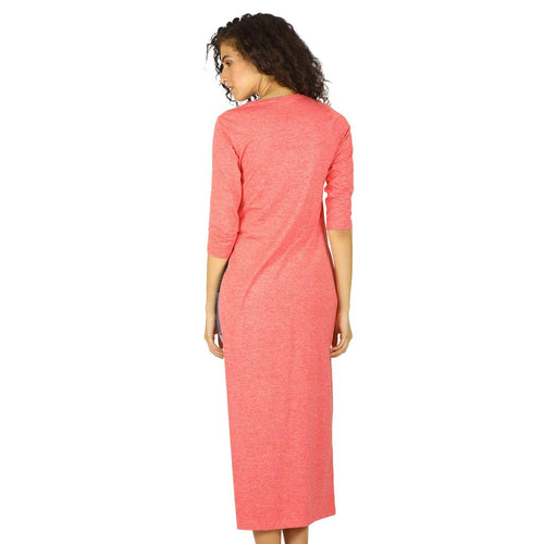 Coral high slit long top for mom daughter Knitted dresses