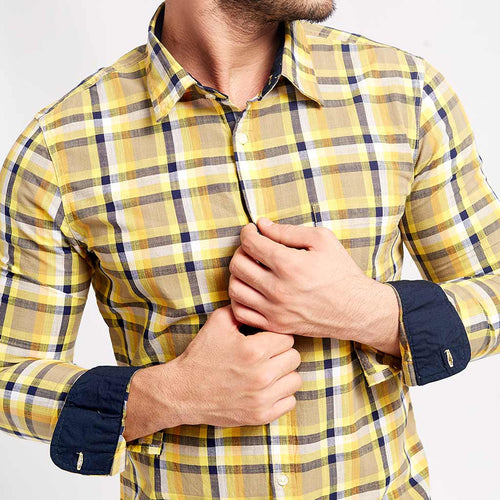 Yellow And Chequered, Matching Shirts For Dad And Son