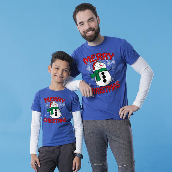 Merry Christmas Snowman, Dad And Son Tees