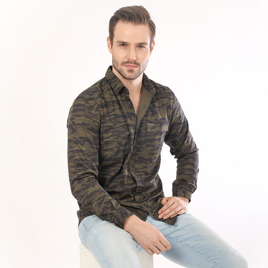 Camouflage Print, Full Sleeves Shirts For Men