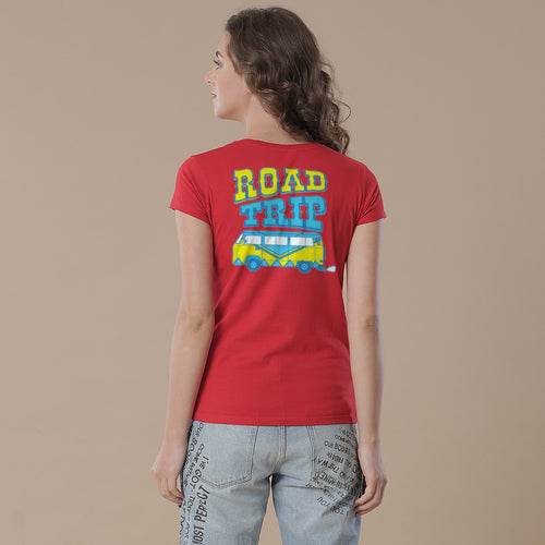 Road Trip, Matching Red Travel Tees For Women