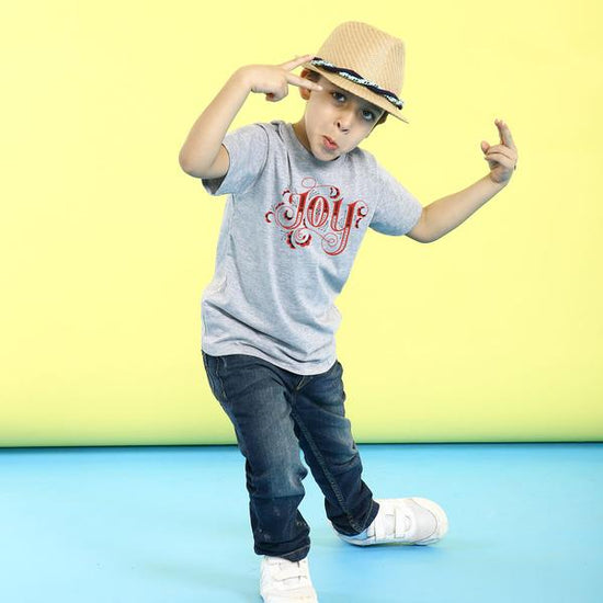 Joy, family tees for son