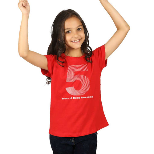 5 Years Of Being Awesome Birthday Girl Tee