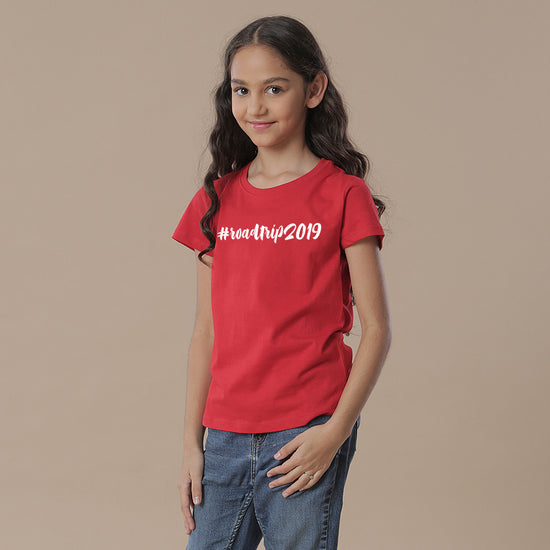 Road Trip, Matching Red Travel Tees For Girl