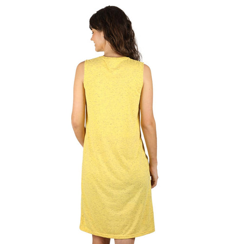 Yellow front slit long knitted top for mom daughter
