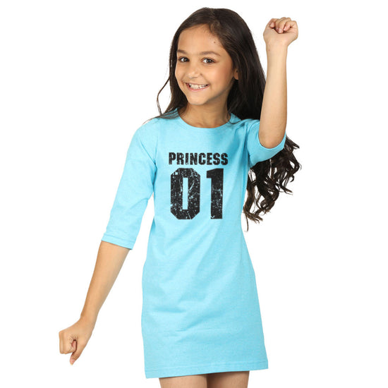 Queen Aqua blue high slit long knitted top for mom daughter dresses for daughter