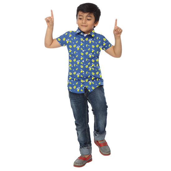 Lemon Print Linen Shirt For Boy
