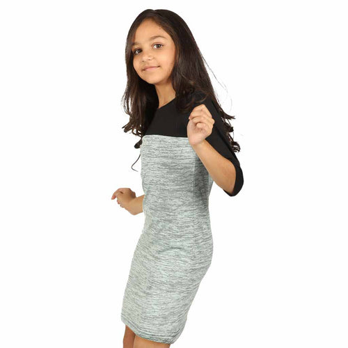 Pastel olive green yoke knitted  dress for mom daughter daughter