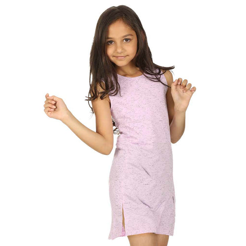 Violet Front Slit Long Knitted Top For Girl