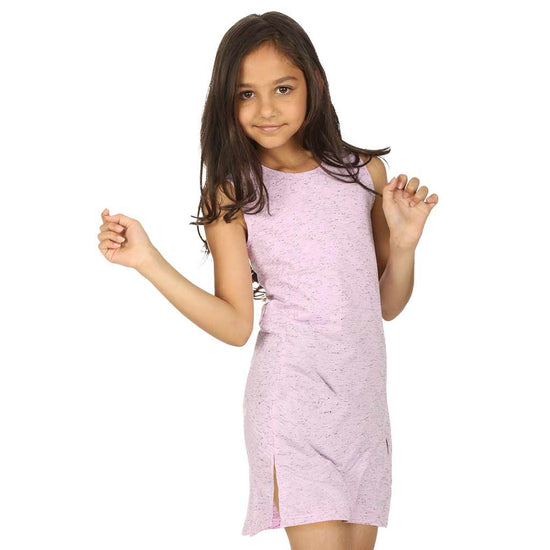 Violet Front Slit Long Knitted Top For Girl