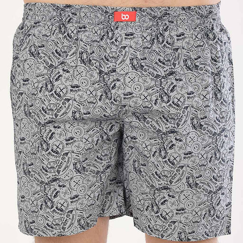 Grey Abstract Print Boxers For Men