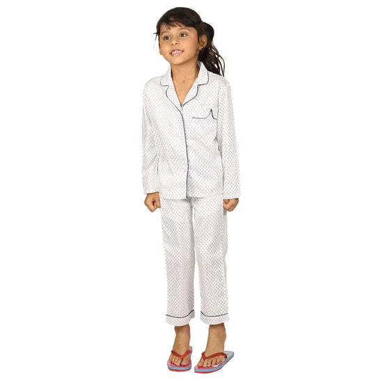 Polka Dot Stylysed Pocket Sleepwear Set For Mom & Daughter For Daughter