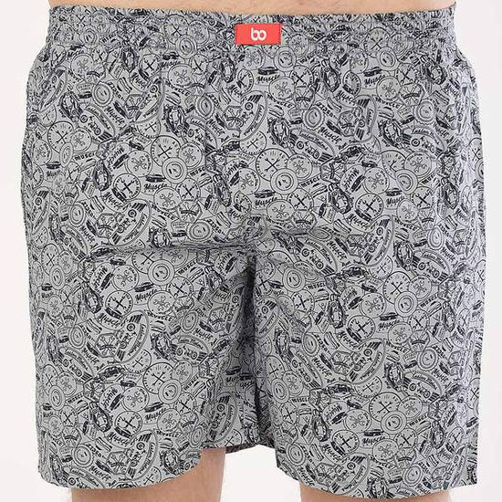 Grey Abstract Print Boxers For Boy