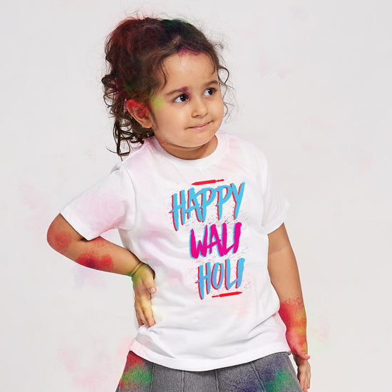Happy Wali Holi Matching Tees For Kid Girl