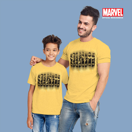 Avengers, Yellow Matching Marvel Tees For Dad And Son