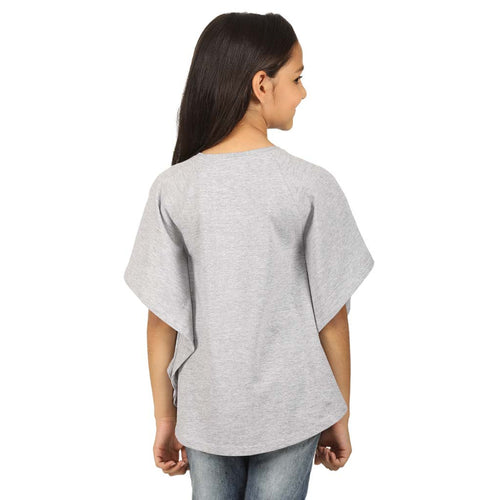 Gray Kimono sleeve printed knitted top for mom daughter