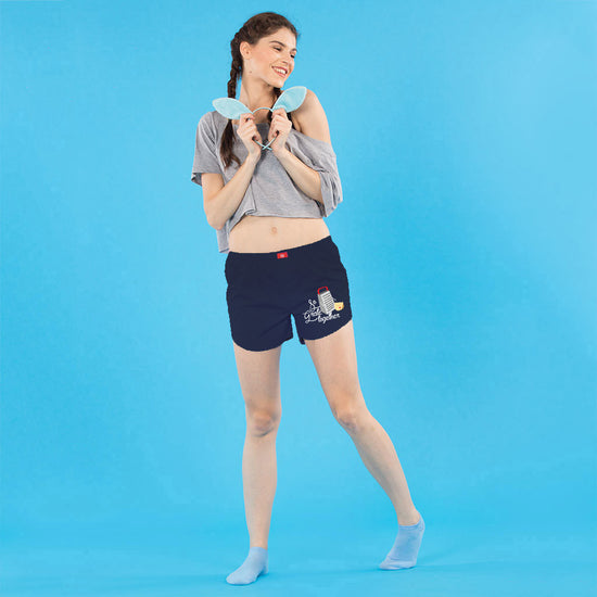 So Grate Together Matching Navy Blue Couple Boxers For Women
