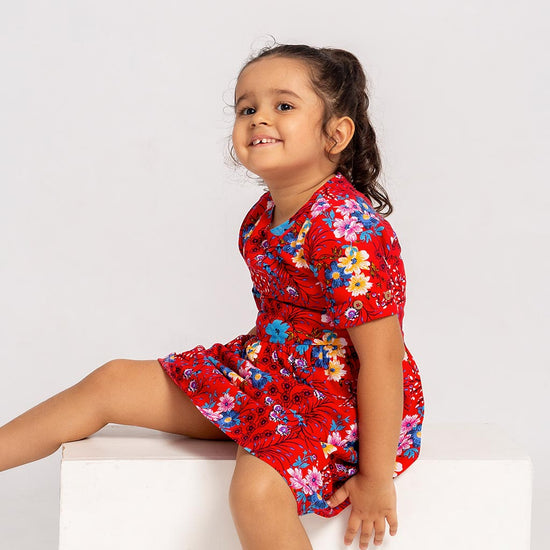 Floral Printed Midi Dress For Daughter