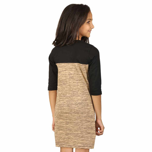 Pastel brown yoke knitted dress for mom daughter