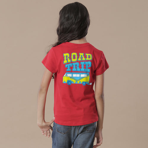 Road Trip, Matching Red Travel Tees For Girl