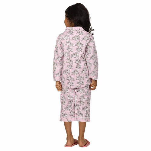 Pink Floral Capri Style Sleepwear Set For Mom & Daughter