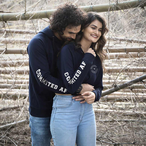 Commited Af, Matching Hoodie For Men And Crop Hoodie For Women