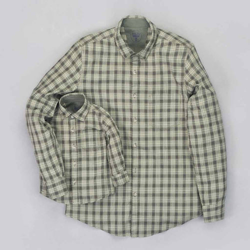 Green Checks Cotton Matching Shirt For Dad & Son