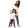 Bow Print Knitted Nightwear Set For Mom & Daughter