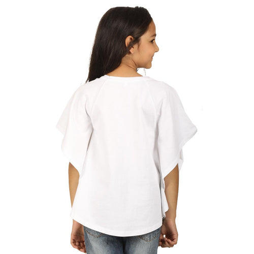 White Kimono sleeve printed knitted top for mom daughter