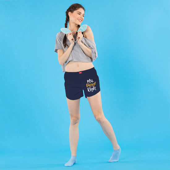 Mr. & Mrs. Right Perfectly Matching Navy Blue Couple Boxers For Women