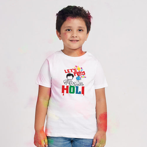 Lets Play Holi Family Tees for son