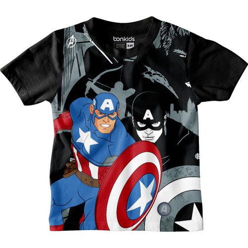 Captain America Black Boys Tshirt
