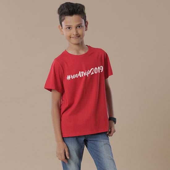 Road Trip, Matching Red Travel Tees For Boy