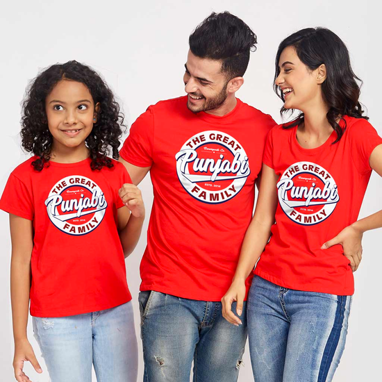 Punjabi Family, Matching Dad/Mom/Daughter Family Tees